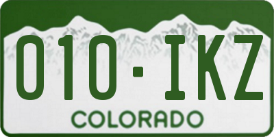 CO license plate 010IKZ