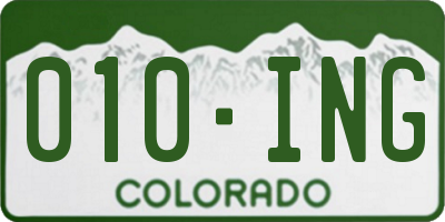 CO license plate 010ING