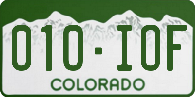 CO license plate 010IOF