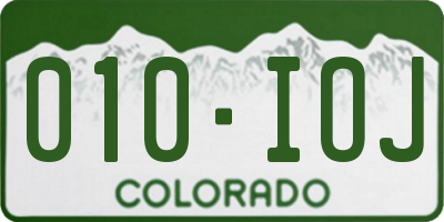 CO license plate 010IOJ