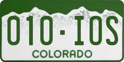 CO license plate 010IOS