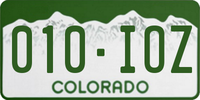 CO license plate 010IOZ