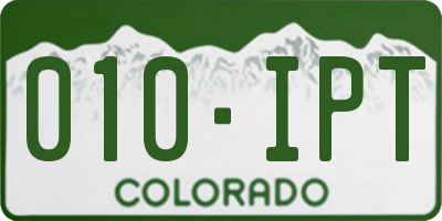 CO license plate 010IPT