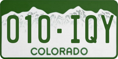 CO license plate 010IQY