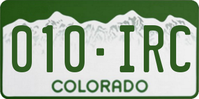 CO license plate 010IRC