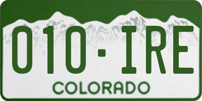 CO license plate 010IRE