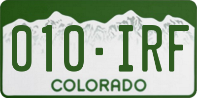 CO license plate 010IRF