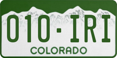 CO license plate 010IRI