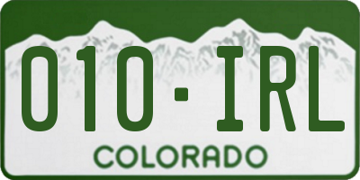 CO license plate 010IRL