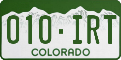 CO license plate 010IRT