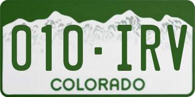 CO license plate 010IRV