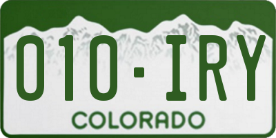 CO license plate 010IRY