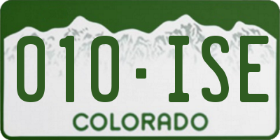 CO license plate 010ISE