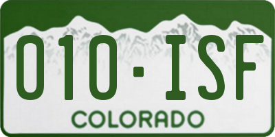 CO license plate 010ISF