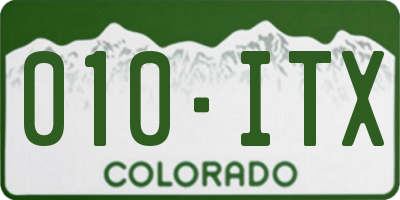 CO license plate 010ITX