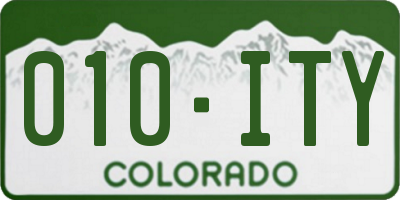 CO license plate 010ITY