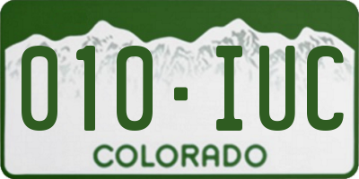 CO license plate 010IUC