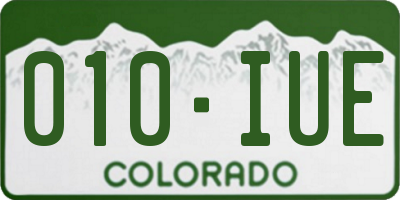 CO license plate 010IUE