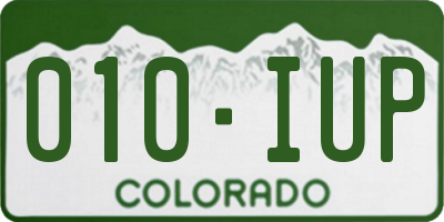 CO license plate 010IUP