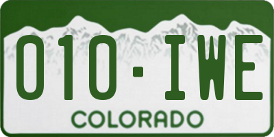 CO license plate 010IWE