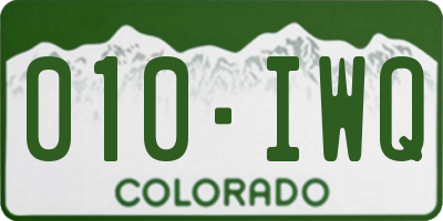 CO license plate 010IWQ