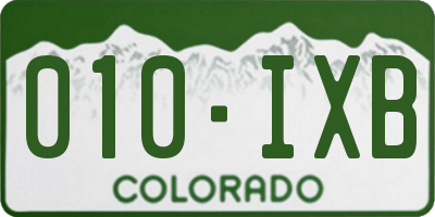 CO license plate 010IXB