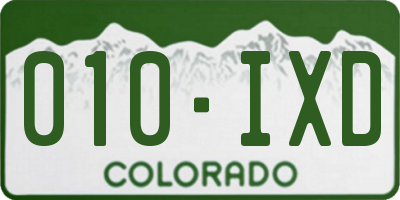 CO license plate 010IXD