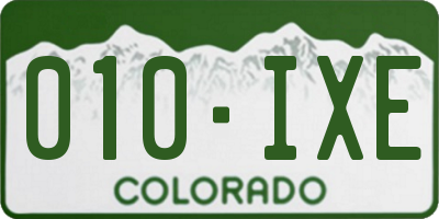 CO license plate 010IXE