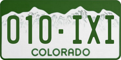 CO license plate 010IXI