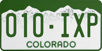 CO license plate 010IXP