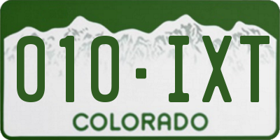 CO license plate 010IXT