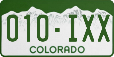 CO license plate 010IXX