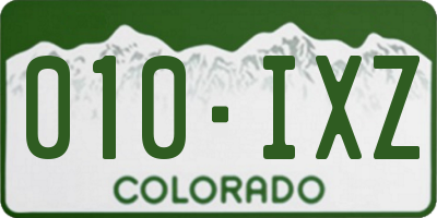 CO license plate 010IXZ
