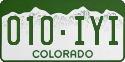 CO license plate 010IYI