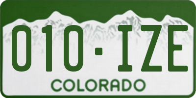 CO license plate 010IZE