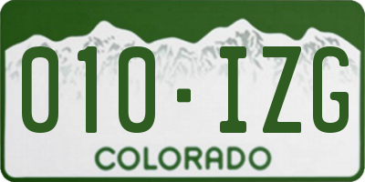 CO license plate 010IZG