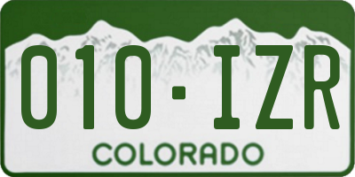 CO license plate 010IZR