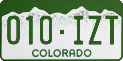 CO license plate 010IZT