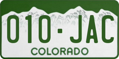 CO license plate 010JAC
