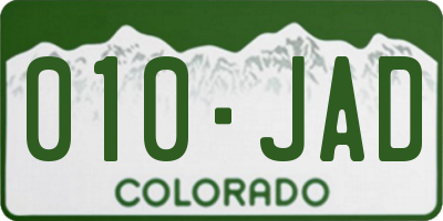 CO license plate 010JAD