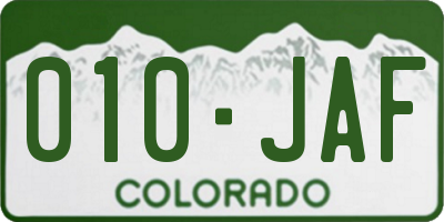 CO license plate 010JAF