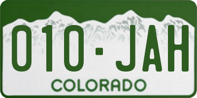 CO license plate 010JAH