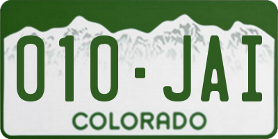 CO license plate 010JAI