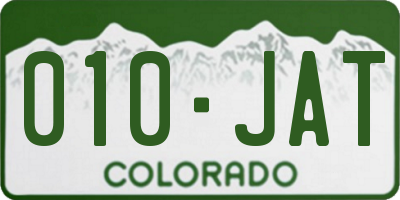 CO license plate 010JAT