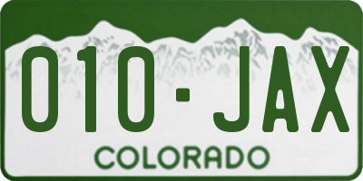 CO license plate 010JAX