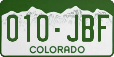 CO license plate 010JBF