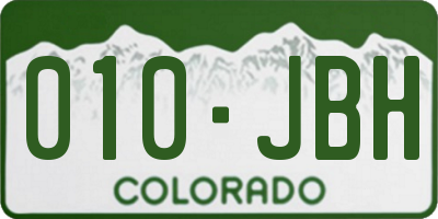 CO license plate 010JBH