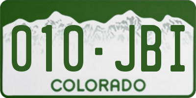 CO license plate 010JBI