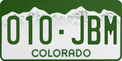 CO license plate 010JBM