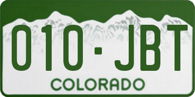CO license plate 010JBT